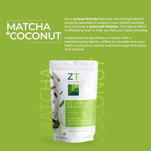 Miniatura 6 de Dr. Zisman ZT Slimming - Mezcla de desintoxicación Matcha-Coco, té para controlar el peso con efectos antioxidantes, mejora el estado de ánimo