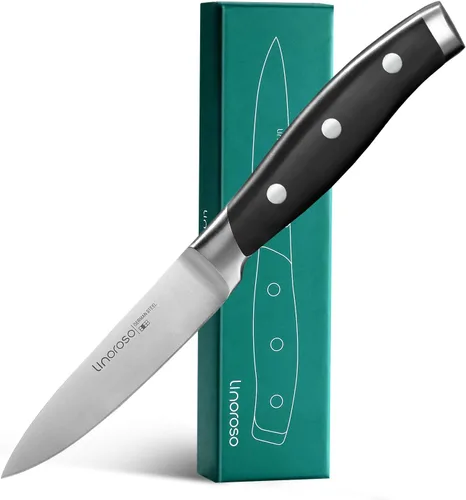linoroso - Cuchillo de pelar de 3.5 pulgadas, cuchillo de cocina pequeño con elegante caja de regalo, cuchillo de fruta de acero inoxidable de