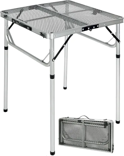 Miniatura 13 de REDCAMP Mesa plegable portátil con fregadero para exterior, soporte de parrilla de metal de aluminio ligero, mesa de picnic para camping, cocina