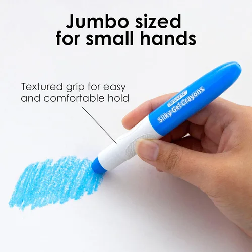 Miniatura 3 de BAZIC - Crayones de gel sedosos jumbo, 12 colores, lavables, mezclables, no tóxicos, para libros de colorear (12 unidades), paquete de 1