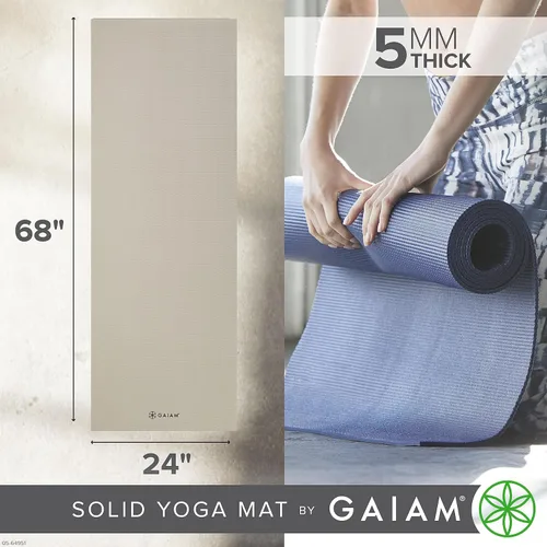 Miniatura 3 de Gaiam - Esterilla de yoga de calidad superior de 5mm, lisa, gruesa y antideslizante para todo tipo de ejercicios de yoga, pilates y gimnasia
