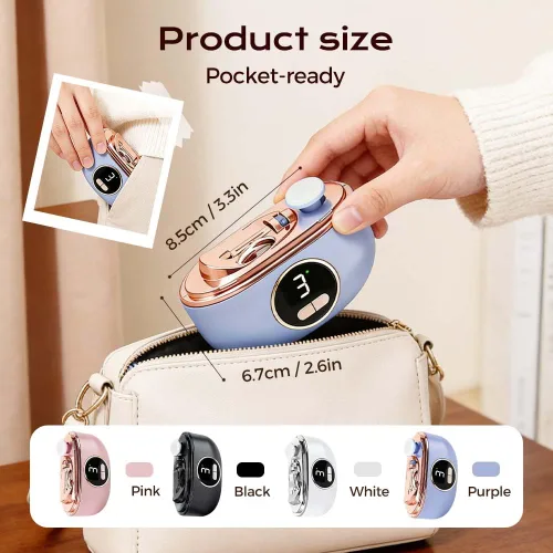 Miniatura 9 de Cortaúñas eléctrico automático, recortador de uñas eléctrico 3 en 1 con luz LED, diseño mejorado de doble hoja, molinillo de uñas eléctrico