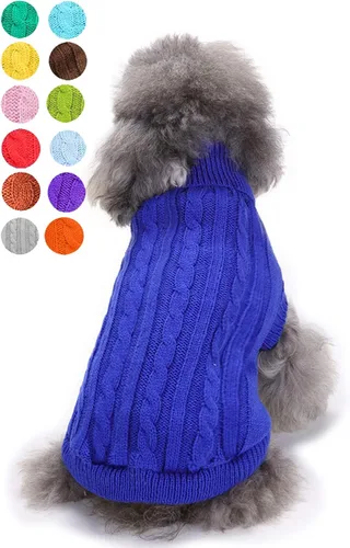 Miniatura 27 de Suéter para perro, cálido y suave, mediano (pecho 16-18 pulgadas), rosa, cuello alto clásico, lavable a máquina, invierno, unisex, sólido