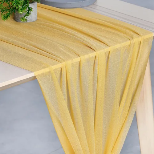 Miniatura 2 de MDS - Paquete de 2 caminos de mesa de gasa de 10 pies de 29 x 120 pulgadas, camino de mesa traslúcido romántico rústico para decoración de bodas