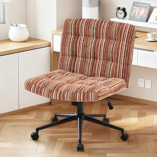 Furnimart Silla de escritorio giratoria de 360° con tiras cruzadas, cojín extra grueso, silla de felpilla de alta calidad con patas cruzadas con