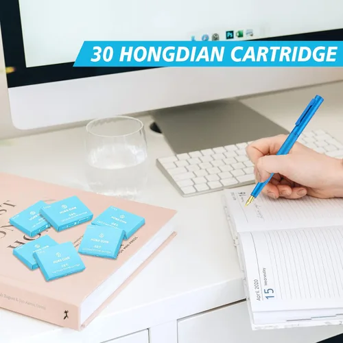 Miniatura 5 de Asvine Hongdian - Juego de 30 cartuchos de tinta para pluma estilográfica, 0.134 in de diámetro Azul/claro