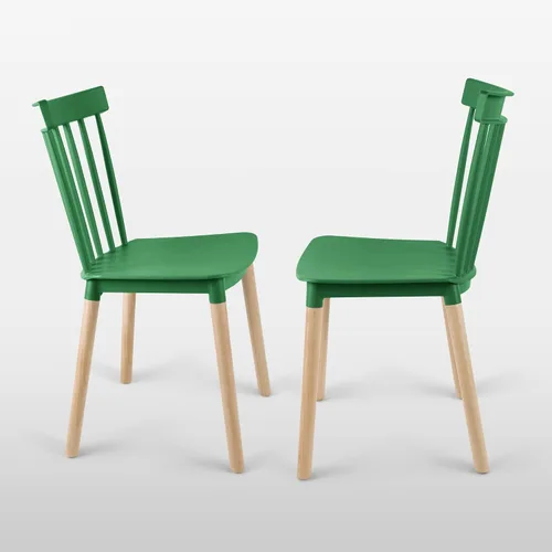 Miniatura 6 de DSW - Sillas de comedor de plástico modernas sin brazos con patas de madera para estar, dormitorio, cocina, comedor, sala de espera, restaurantes