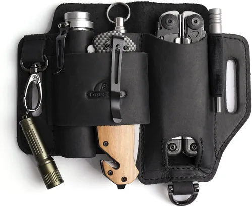 Topstache Funda multiherramienta de cuero, organizador de cinturón EDC para el trabajo y uso diario, funda Leatherman, organizador de bolsillo EDC