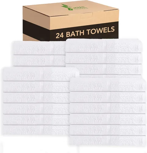 Miniatura 12 de GREEN LIFESTYLE Toalla de Baño de Lujo - Paquete de Toallas de Baño Grandes Blancas para Spa, Gimnasio, Baño, Hotel - 86% Algodón 14% Poliéster