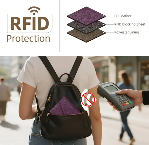 Miniatura 49 de Zoppen - Billetera de viaje con bloqueo RFID multiusos (Ver.4) Portatarjetas de pasaporte y vacunas, organizador de documentos de tres pliegues