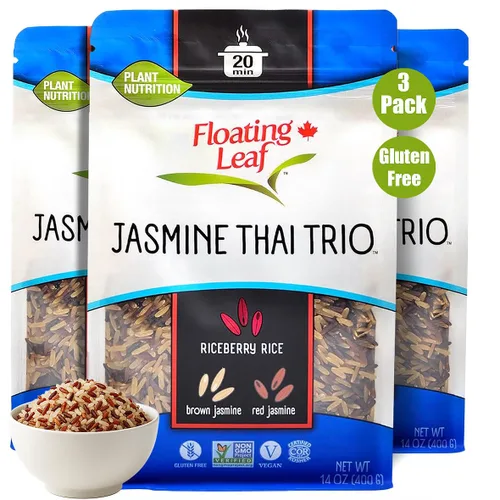 Miniatura 10 de Floating Leaf Mezcla de arroz silvestre – Arroz orgánico sin OMG y sin gluten Trío de arroz tailandés de jazmín mezclado con arroz con arándano