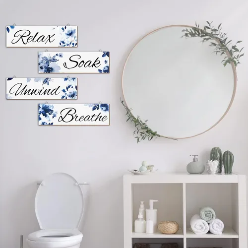 Miniatura 4 de 4 piezas de arte de pared floral de acuarela de hongos para decoración de baño, decoración de pared, para baño, mariposa, flores, pintura, ramo