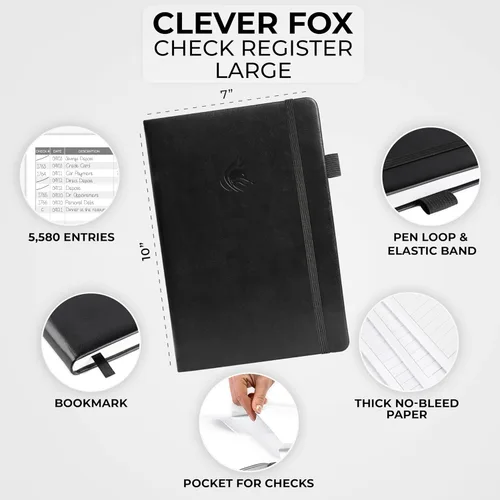Miniatura 2 de Clever Fox Libro de registro de cheques – Registro de transacciones de lujo, libro de contabilidad contable, registro de cheques y libro de registro