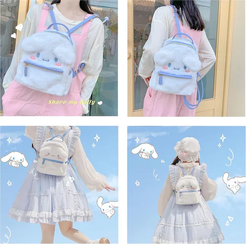 Miniatura 7 de Lindas mini mochilas de felpa para niñas y mujeres blanco-1 Mochilas Daypack