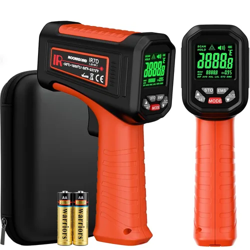 Miniatura 17 de Pistola de termómetro infrarrojo 50:1, pistola de temperatura láser sin contacto de -58 °F a 2732 °F para cocinar, horno de pizza, reptil, plancha