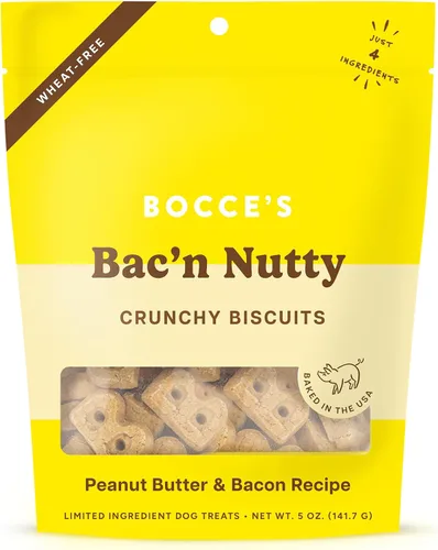 Bocce's Bakery Golosinas Horneadas Bac'N Nutty para Perros, Golosinas Diarias sin Trigo para Perros, Hechas con Ingredientes Reales, Horneadas en