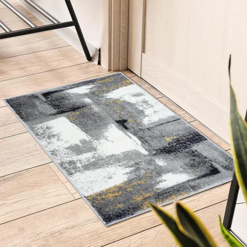Luxe Weavers - Alfombra abstracta, Lagos Collection 7558, color azul claro
