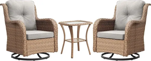 Miniatura 51 de Rilyson Mecedora de mimbre - Juego de 2 sillas mecedoras de mimbre para patio, sillas mecedoras de ratán para porche al aire libre, terraza, jardín