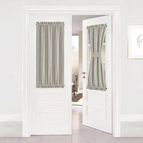 Miniatura 186 de NICETOWN Cortinas opacas unicolor con aislamiento térmico para puerta francesa, granja, oscurecimiento de habitación, puertas y ventanas de Marrón