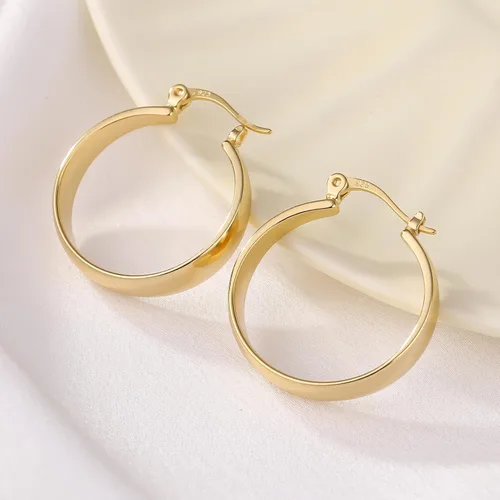 Miniatura 5 de ToHeart Aretes de aro de oro de 14 quilates para mujer, aretes de aro rectangulares chapados en oro pequeños