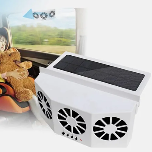 Miniatura 6 de Surakey Ventilador solar para automóvil, ventilador de escape solar de automóvil de 2 W, ventilador de refrigeración de 3 agujeros para radiador