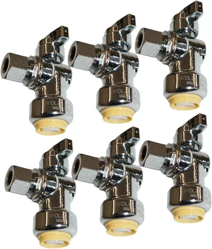 Miniatura 13 de HQMPC Válvula de parada angular, 1/2 pulgada Ptc x 1/2 pulgada sin compresión de plomo, válvula de agua de cierre de ángulo con clip de desconexión