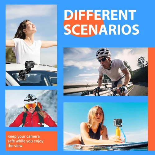 Miniatura 4 de HONGDAK Kit de Accesorios para Cámara de Acción 70 en 1 Actualización Compatible con GoPro Hero 13 12 11 10 9 8 7 6 5 4 3 3+ Max 11 mini Insta360 X5