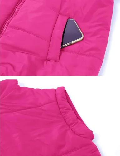Miniatura 6 de APAFES Chaleco acolchado de invierno para mujer, ligero, cuello alto, manga corta, acolchado, con bolsillos