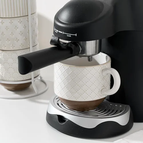 Miniatura 4 de Juego de 4 tazas de café de cerámica grandes con soporte, 15 oz, apilables, tazas de café con relieves diferentes y acanaladas para café con leche