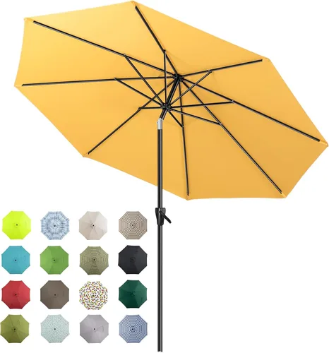 Miniatura 14 de Tempera Patio Market Outdoor Table Umbrella with Auto Tilt and Crank, Large Sun Umbrella with Sturdy Pole & Fade Resistant Canopy, Easy to Set Verde