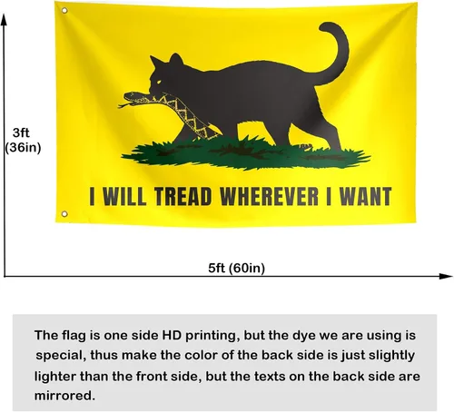 Miniatura 2 de Banderas divertidas de gato con texto en inglés "I Will Tread Wherever I Want Meme Cool Flags Banner de 3 x 5 pies para habitación de chicos