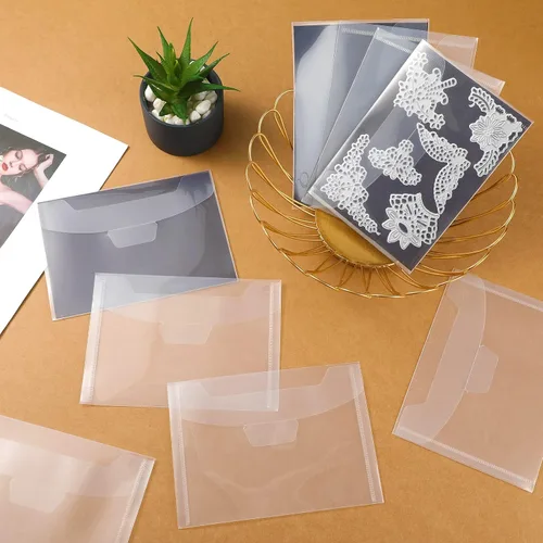 Miniatura 7 de 12 bolsas de almacenamiento de sellos y troqueles con 12 hojas magnéticas de goma, bolsas de sellado de plástico transparente resellables, bolsillo