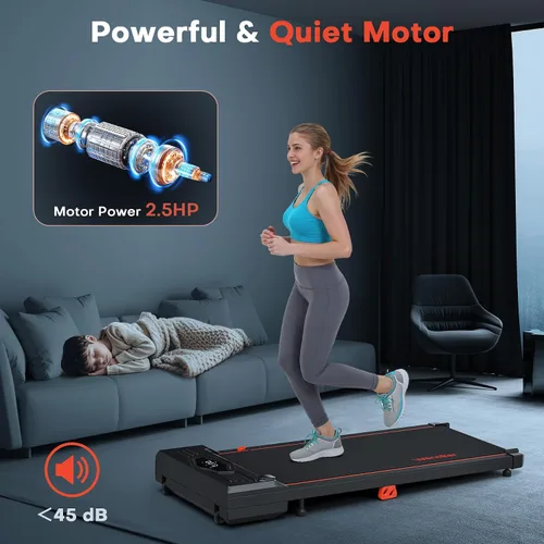 Miniatura 4 de WENOKER Caminadora portátil para oficina en casa, máquina de correr compacta y silenciosa, con control remoto y pantalla LED, sin instalación Azul
