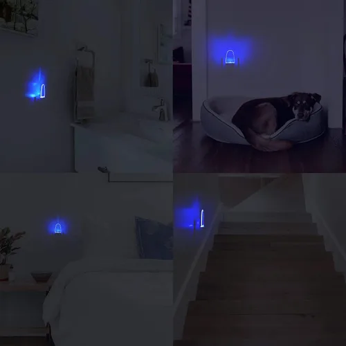 Miniatura 6 de Paquete de 4 lámparas de luz nocturna con sensor de atardecer a amanecer, enchufable, luz nocturna LED azul