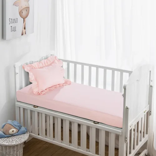 Miniatura 5 de HOMBYS Juego de ropa de cama de 3 piezas para cuna de princesa rosa para niñas, juego de edredón ultra suave rosa con pliegues pellizcados