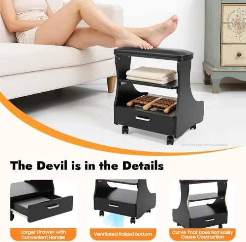Miniatura 9 de Carrito de baño de pies de pedicura con ruedas, soporte de manicura, carrito portátil de esteticista para salón de belleza o spa de tecnología