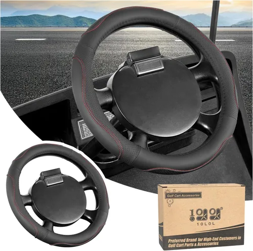 Miniatura 9 de 10L0L Fundas para volante de carrito de golf de 13 pulgadas para EZGO TXT&RXV, funda antideslizante de microfibra mejorada con piel sintética