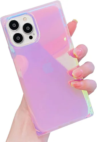 Miniatura 21 de Funda compatible con iPhone 13, borde rectangular, bonita funda protectora de lujo con diseño de flores al óleo para mujeres y niñas, funda