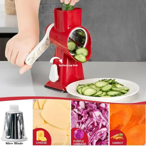 Miniatura 2 de YOUCZON Rallador rotativo de queso multiusos de acero inoxidable, rallador de queso con asa, rallador sin esfuerzo de zanahorias, papas, verduras