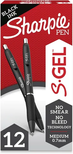 Miniatura 2 de SHARPIE S-Gel, bolígrafos de gel, punta fina (0.020 in), bolígrafo de gel de tinta negra, 12 unidades y S-Gel, bolígrafos de gel, punta media