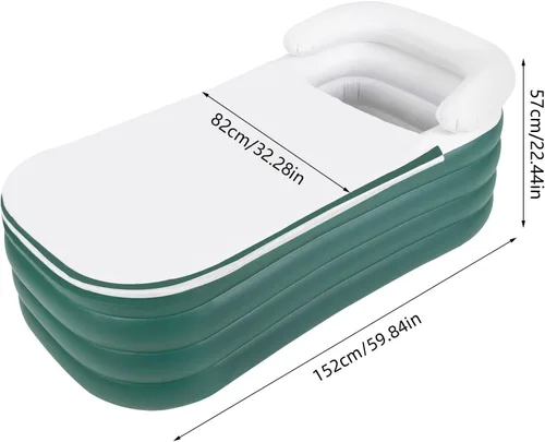 Miniatura 2 de Bañera inflable plegable para adultos – Bañera portátil de pie con bomba de aire eléctrica y tubo de drenaje, soporta 220 libras