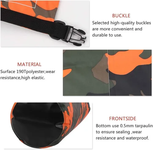 Miniatura 4 de Bolsa seca impermeable de 2L/5L/10L/15L/20L/30L, saco enrollable que mantiene el equipo seco para kayak, rafting, navegación, natación, campamento