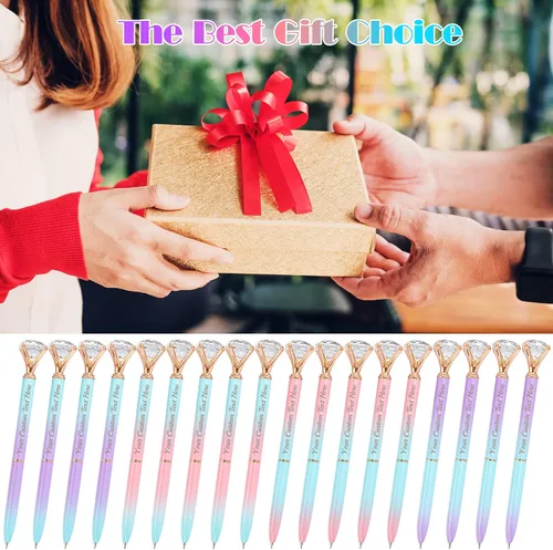 Miniatura 6 de Bolígrafos personalizados de diamantes grandes, bolígrafo de cristal grabado personalizado con logotipo de nombre, bolígrafo de lujo personalizado