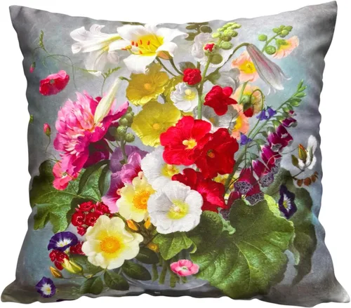 Miniatura 38 de Funda de cojín floral ligera de lujo, 18 x 18 pulgadas, pintura al óleo retro victoriana de doble cara, fondo negro, flor vibrante, funda de cojín