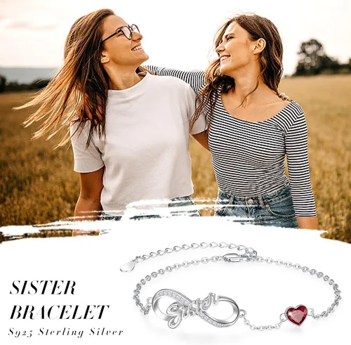 Miniatura 2 de Palpitate Pulsera Sister Infinity de plata de ley para mujer, joyería con piedra natal