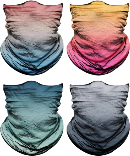 Miniatura 25 de Paquete de 4 polainas para el cuello para hombres y mujeres cubierta facial máscara envoltorio para la cabeza pasamontañas accesorio para la cabeza