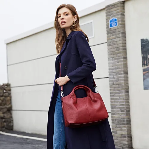 Miniatura 3 de Iswee Bolso bandolera de cuero genuino con asa superior para mujer