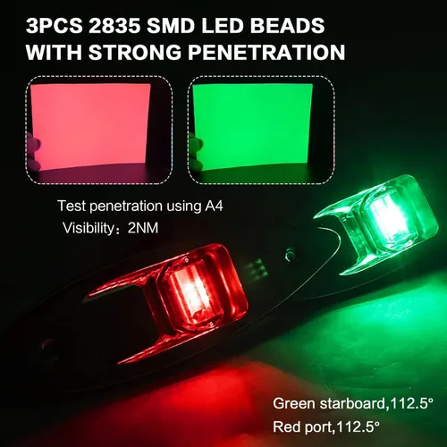 Miniatura 6 de Luces LED de navegación para barco de 12 V, tipo lágrima, para proa, impermeables, con carcasa de acero inoxidable, para barco, yate, señalización