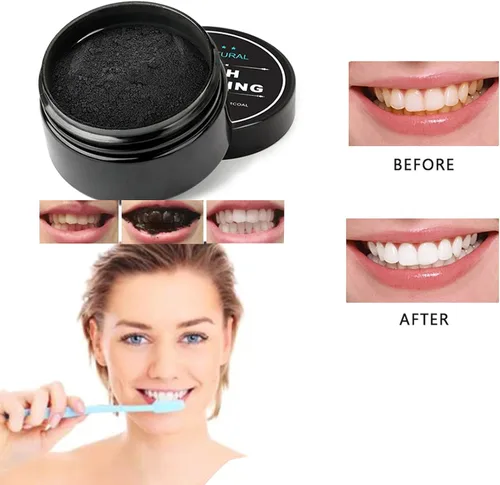 Miniatura 6 de Polvo de carbón para blanquear los dientes, polvo blanqueador de dientes para el cuidado bucal Establece coco natural, sin daño en esmalte o encías