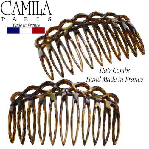 Miniatura 7 de Camila Paris CP3141 Peine lateral francés pequeño hecho a mano Onyx French Twist Peines decorativos de fuerte sujeción para mujer, moño, chignon